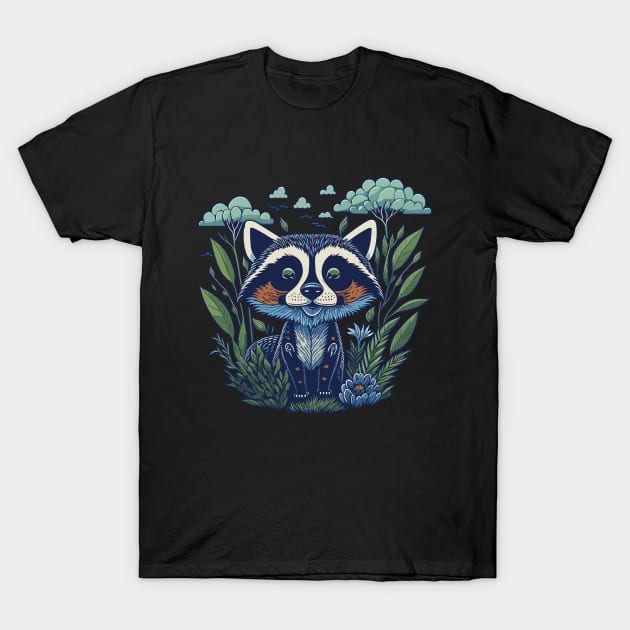 NIght Racoon T-Shirt by mysticpotlot